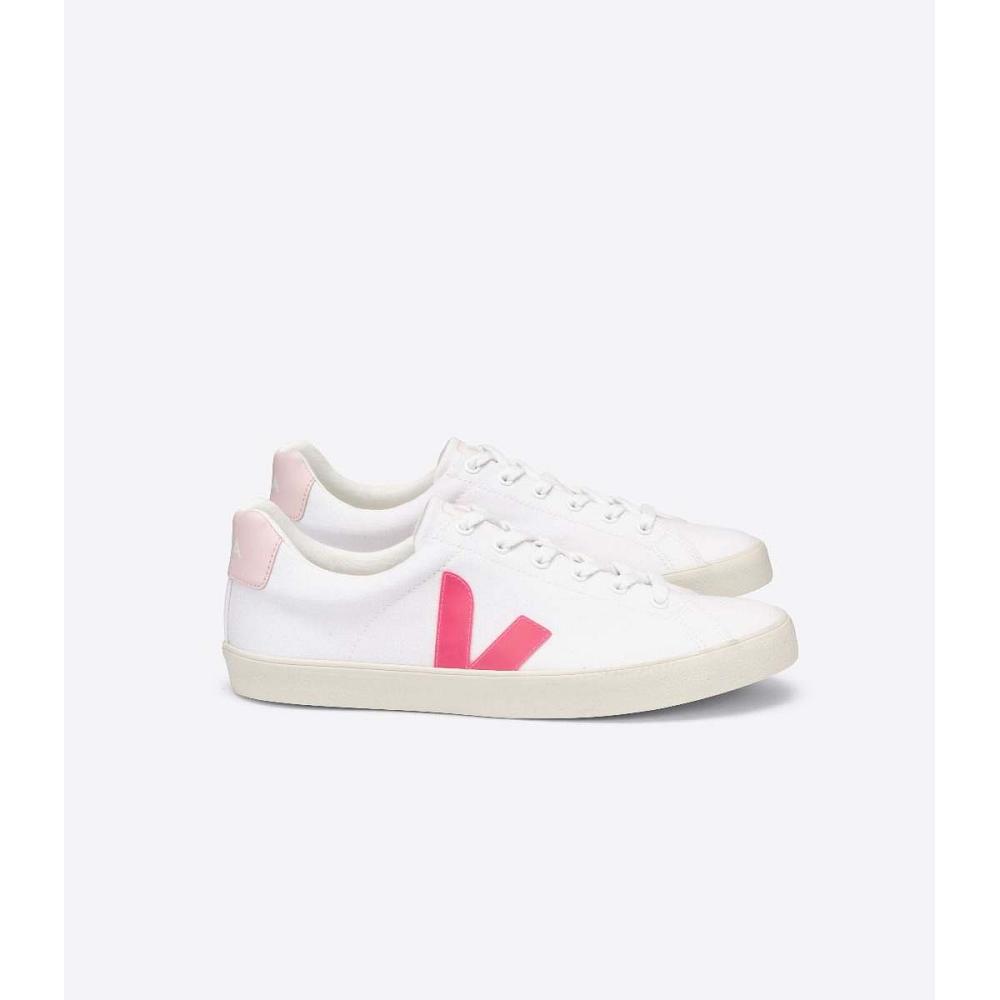 Women\'s Veja ESPLAR SE CANVAS Sneakers White/Pink | ZA 608EBC